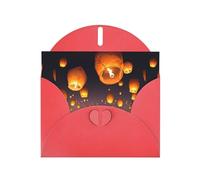 WHJDPP Carte de vœux rouge avec lanternes volantes chinoises imprimées 10,2 x 15,2 cm pour Noël, anniversaire d'enfant, Saint-Valentin, anniversaire de mariage et invitations de fête