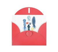 WHJDPP Carte de vœux rouge colorée avec impression pieuvre de calamar 10,2 x 15,2 cm pour Noël, anniversaire d'enfant, Saint-Valentin, anniversaire de mariage et invitations de fête