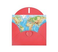 WHJDPP Carte de vœux rouge imprimée carte du monde 10,2 x 15,2 cm pour Noël, anniversaire d'enfant, Saint-Valentin, anniversaire de mariage et invitations de fête