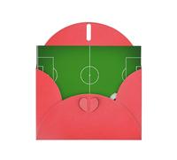 WHJDPP Carte de vœux rouge, terrain de football, terrain de football, 10,2 x 15,2 cm, pour Noël, anniversaire d'enfant, Saint-Valentin, anniversaire de mariage et invitations de fête