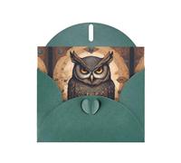 WHJDPP Carte de vœux vert foncé avec impression de chouette 10,2 x 15,2 cm pour Noël, anniversaire d'enfant, Saint-Valentin, anniversaire de mariage et invitations de fête