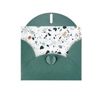 WHJDPP Carte de vœux vert foncé avec impression pastel marbré terrazzo 10,2 x 15,2 cm pour Noël, anniversaire d'enfant, Saint-Valentin, anniversaire de mariage et invitations de fête