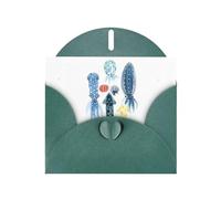 WHJDPP Carte de vœux vert foncé avec impression pieuvre colorée - 10,2 x 15,2 cm - Pour Noël, anniversaire d'enfant, Saint-Valentin, anniversaire de mariage et invitations de fête