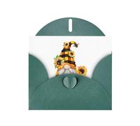 WHJDPP Carte de vœux vert foncé avec nain d'abeille, imprimé floral jaune, 10,2 x 15,2 cm, pour Noël, anniversaire d'enfant, Saint-Valentin, anniversaire de mariage et invitations de fête
