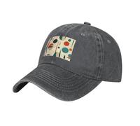 WHJDPP Casquette de baseball en denim délavé noir du milieu du siècle, motif imprimé moderne pour homme et femme, bord incurvé classique, Deep / Chiné, Taille unique