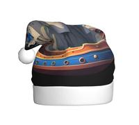 WHJDPP Castle on the Ship Prints Chapeau de Noël pour adulte Design doux, léger et moelleux pour homme et femme