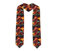 WHJDPP Châle aplati de remise de diplôme Roi dragon en impression feu Bon drapé pas facile à déformer, coin pointu, Taille unique