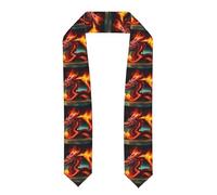 WHJDPP Châle aplati de remise de diplôme Roi dragon en impression feu Bon drapé pas facile à déformer, Aplati, Taille unique