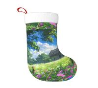 WHJDPP Chalet dans la prairie Imprimer Chaussettes décoratives de Noël à décorer pour Halloween, Noël et Nouvel An