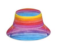 WHJDPP Chapeau bob réfléchissant à rayures arc-en-ciel coloré, unisexe, léger, respirant, pliable