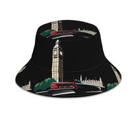 WHJDPP Chapeau bob réfléchissant avec beaux imprimés Londres pour léger, respirant, pliable, pour toutes les saisons, noir