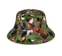 WHJDPP Chapeau bob réfléchissant avec image d'animaux de la ferme, unisexe, léger, respirant, pliable, noir