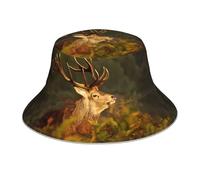 WHJDPP Chapeau bob réfléchissant avec image de cerf animal unisexe, léger, respirant, pliable, noir