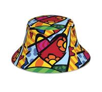WHJDPP Chapeau bob réfléchissant avec image de cœur coloré, unisexe, léger, respirant, pliable, noir