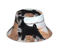 WHJDPP Chapeau bob réfléchissant avec image de schnauzer animal unisexe, léger, respirant, pliable, noir