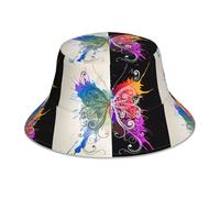 WHJDPP Chapeau bob réfléchissant avec motif papillon coloré, unisexe, léger, respirant, pliable, noir
