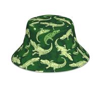 WHJDPP Chapeau bob Réfléchissant Illustration d'un Crocodile Impression pour Hommes et Femmes pour Voyage, Camping, Activités de Plein Air Noir