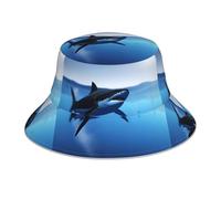 WHJDPP Chapeau bob réfléchissant imprimé requin pour homme et femme pour voyage, camping, activités de plein air, noir