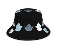WHJDPP Chapeau bob réfléchissant mignon petit requin avec impression de coquillage pour homme et femme pour voyage, camping, activités de plein air, noir