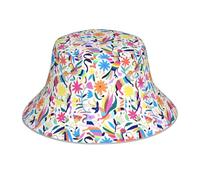 WHJDPP Chapeau bob réfléchissant unisexe léger respirant et pliable Motif animaux mexicains Otomi Noir