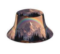 WHJDPP Chapeau cloche réfléchissant arc-en-ciel derrière les montagnes pour léger, respirant et pliable pour toutes les saisons