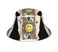 WHJDPP Chapeau cloche réfléchissant avec motif smiley mignon pour homme et femme pour voyage, camping, activités de plein air - Noir