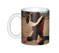 WHJDPP Chapeau de cowboy et bottes Tasse en céramique pour cappuccino, latte, céréales, yaourt, lait, boissons chaudes ou froides Four à micro-ondes