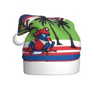 WHJDPP Chapeau de Noël en peluche pour homme et femme Motif grenouille et palmiers de Porto Rico