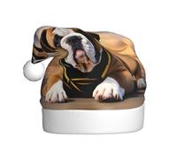 WHJDPP Chapeau de Noël imprimé bouledogue anglais pour adultes pour célébrations festives comme cadeau pour homme et femme