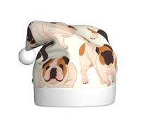 WHJDPP Chapeau de Noël imprimé bulldogs anglais pour adultes célébrations festives comme cadeau pour homme et femme