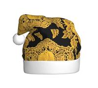 WHJDPP Chapeau de Noël imprimé en dentelle jaune pour adulte Convient pour Halloween, Noël et Nouvel An