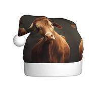 WHJDPP Chapeau de Noël imprimé vache marron animal durable pour adulte pour Halloween, Noël, Nouvel An