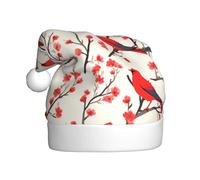 WHJDPP Chapeau de Noël pour adulte avec imprimé branche d'oiseau rouge, doux et moelleux, idéal pour une utilisation à long terme