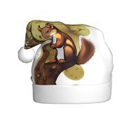 WHJDPP Chapeau de Noël pour adulte avec imprimé écureuil mangeur de noix, doux et moelleux, idéal pour une utilisation à long terme