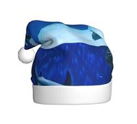 WHJDPP Chapeau de Noël pour adulte avec motif requin chassant un petit poisson. Convient pour Halloween, Noël et Nouvel An
