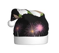 WHJDPP Chapeau de Noël pour adulte en forme d'alpaga et de lapin qui regarde les feux d'artifice - Convient pour Halloween, Noël et Nouvel An