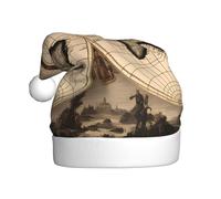 WHJDPP Chapeau de Noël vintage imprimé carte du monde pour adulte, doux, léger et moelleux pour homme et femme
