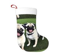 WHJDPP Chaussettes de Noël amusantes avec imprimé chien carlin joyeux pour décorer Halloween, Noël et Nouvel An