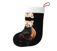 WHJDPP Chaussettes de Noël décoratives motif panda rouge en colère pour décoration de bureau, sapins de Noël