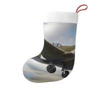 Whjdpp Chaussettes de Noël imprimées des deux côtés avec avion de la Seconde Guerre mondiale pour les fêtes de vacances et décorations d'intérieur