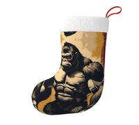 Whjdpp Chaussettes de Noël imprimées double face King Kong de dessin animé pour décoration d'intérieur de fête de vacances de grande capacité