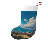 Whjdpp Chaussettes de Noël imprimées double face Motif avions sur la côte pour décoration d'intérieur de fête de vacances de grande capacité
