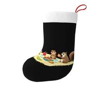 Whjdpp Chaussettes de Noël imprimées recto-verso avec motif écureuils et paresseux sur un pique-nique pour décoration d'intérieur de fête de vacances de grande capacité