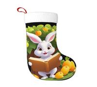 WHJDPP Chaussettes décoratives de Noël avec inscription « Little Rabbit Reading Under The Fruit Tree » pour décorer Halloween, Noël et Nouvel An