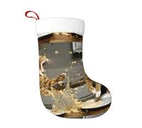 WHJDPP Chaussettes décoratives de Noël avec motif de bataille de chat pour la décoration d'Halloween, de Noël et du Nouvel An
