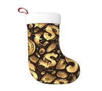 WHJDPP Chaussettes décoratives de Noël douces avec signe dollar doré imprimé léger, avec une bonne sensation tactile pour Halloween, Noël et Nouvel An