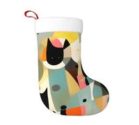 WHJDPP Chaussettes décoratives de Noël imprimées de chat d'art moderne du milieu du siècle pour décorer Halloween, Noël et Nouvel An