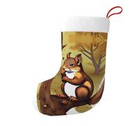 Whjdpp Chaussettes décoratives de Noël Motif écureuil mangeur de noix pour sapin de Noël, tables de salle à manger
