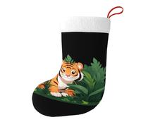 Whjdpp Chaussettes décoratives pour sapin de Noël, tables de salle à manger, motif « A Cute Little Tiger is Hiding in The Bushes »