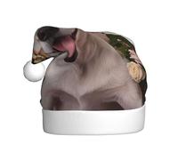 WHJDPP Chien qui aime prendre des photos imprime un chapeau de Noël pour adulte, design doux, léger et moelleux pour homme et femme